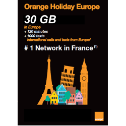 ORANGE HOLIDAY EUROPE SIM CARD (30 GB DATA + 120 VOICE MINUTES WORLDWIDE)